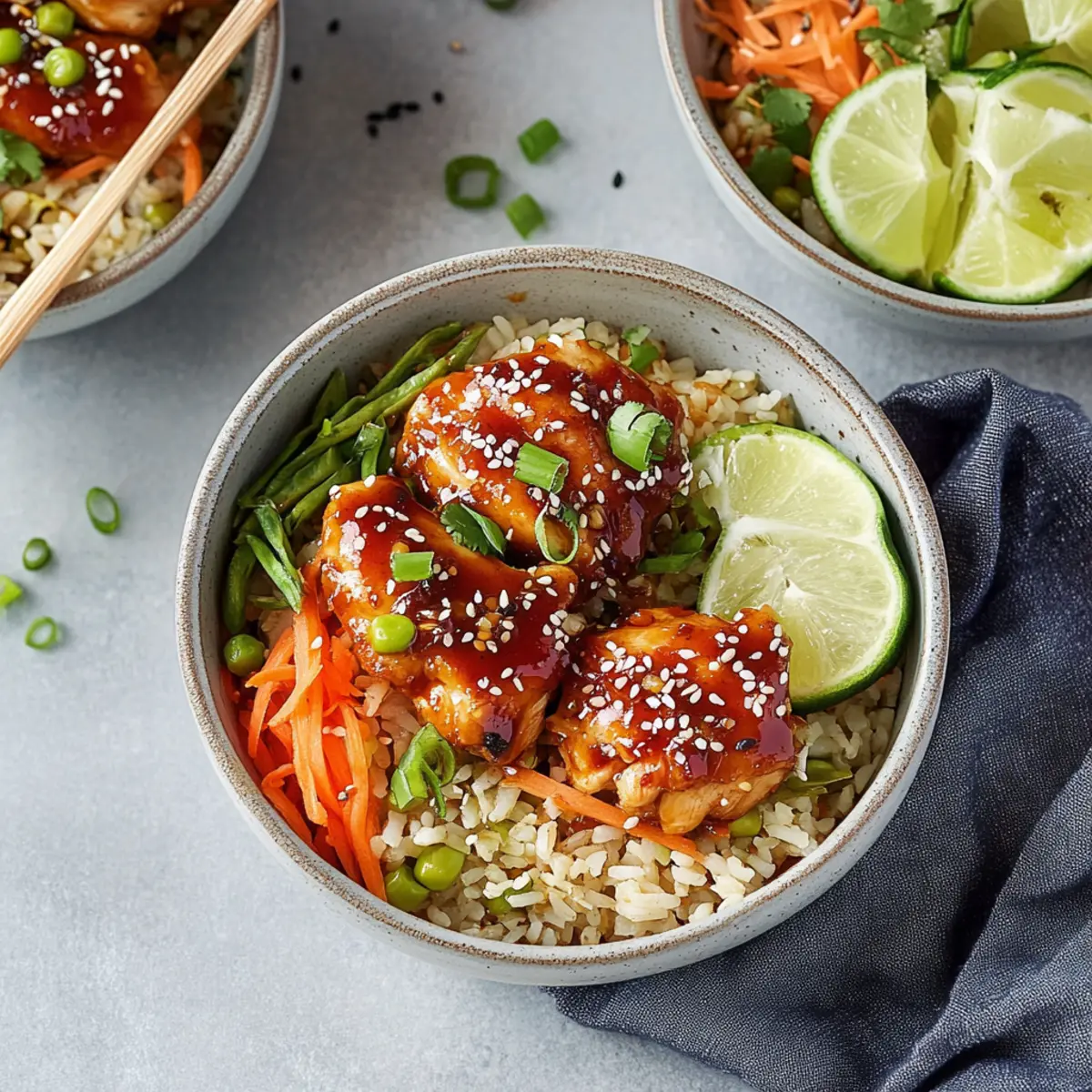 Sweet Chili Chicken Rice Bowls with Chicken Thighs