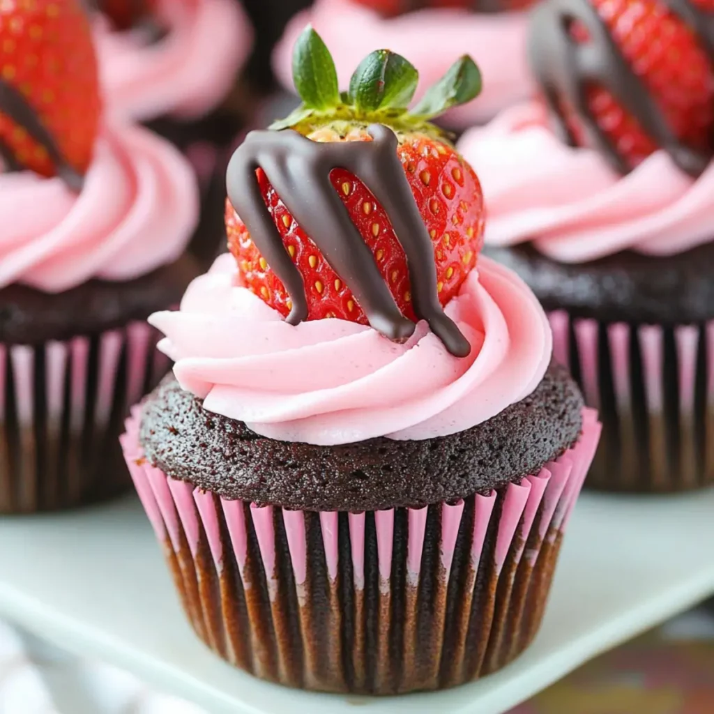 Chocolate Covered Strawberry Cupcakes