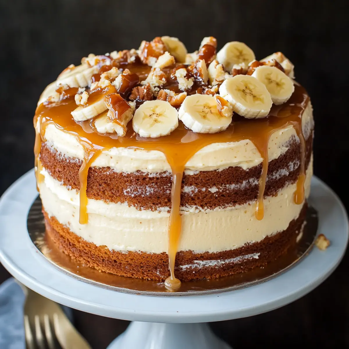 Light and Fluffy Banana Cream Cake with Salted Caramel Recipe