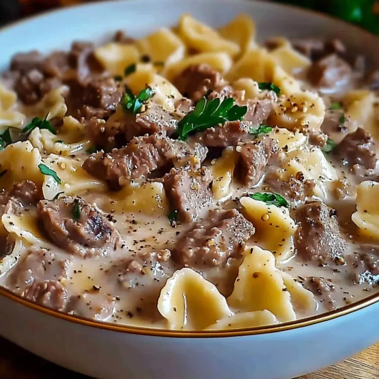 Pâtes crémeuses au steak