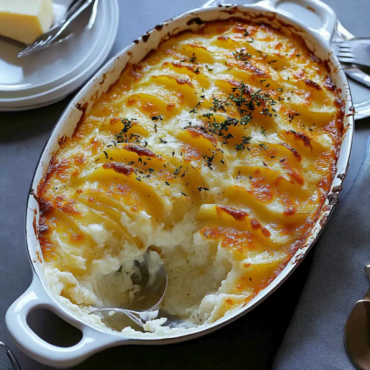 Creamy potato gratin with cheese