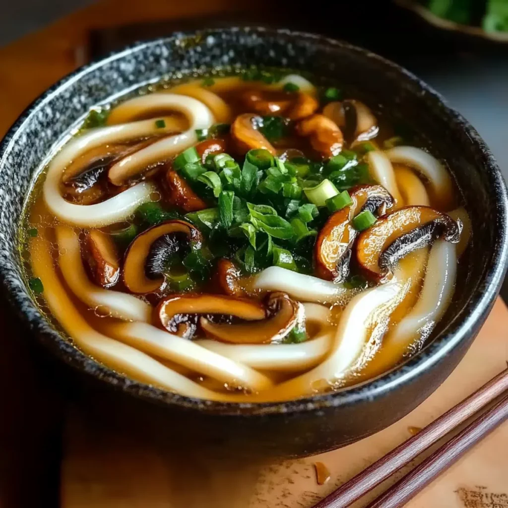 Miso Udon Noodle Soup with Teriyaki Mushrooms