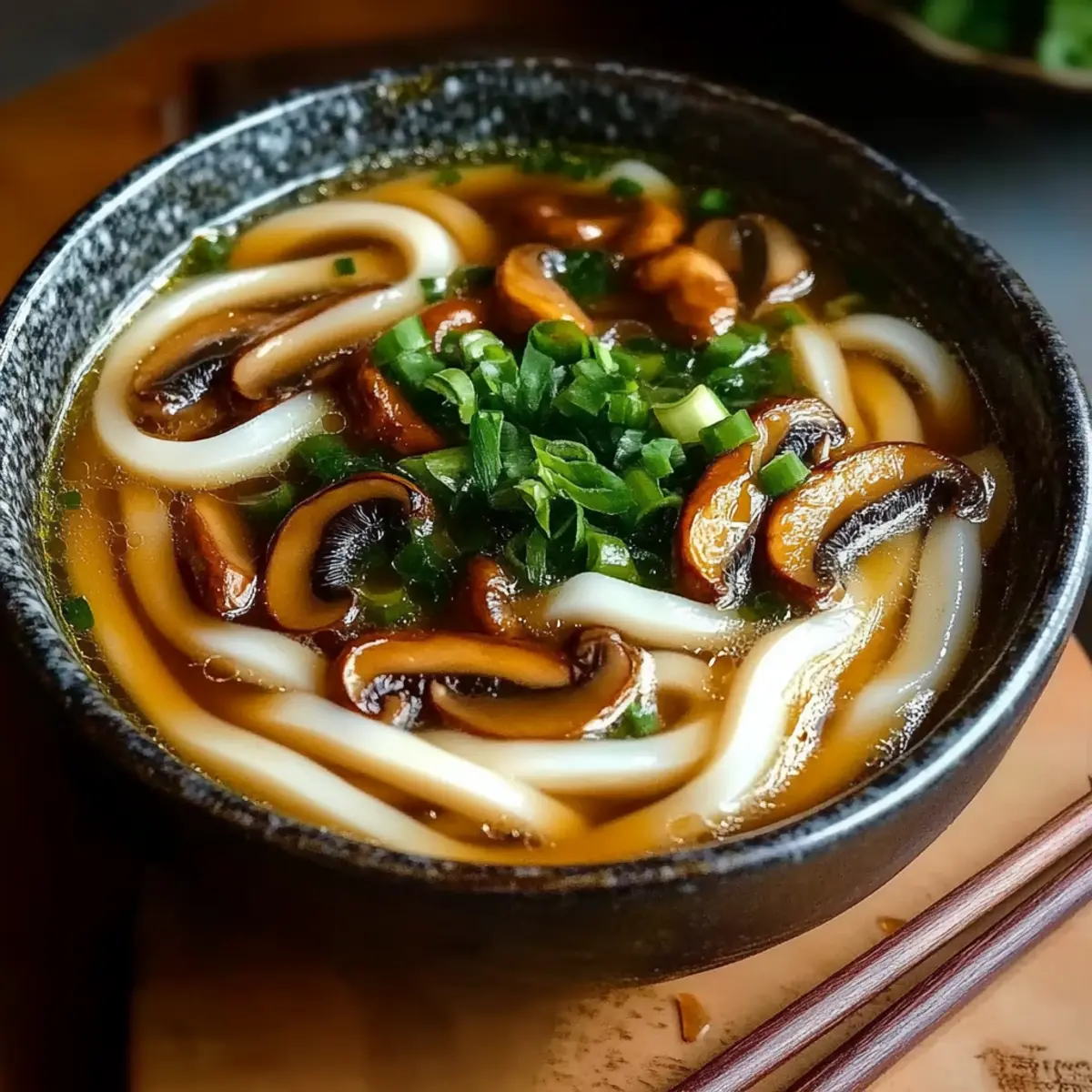 Miso Udon Noodle Soup with Teriyaki Mushrooms
