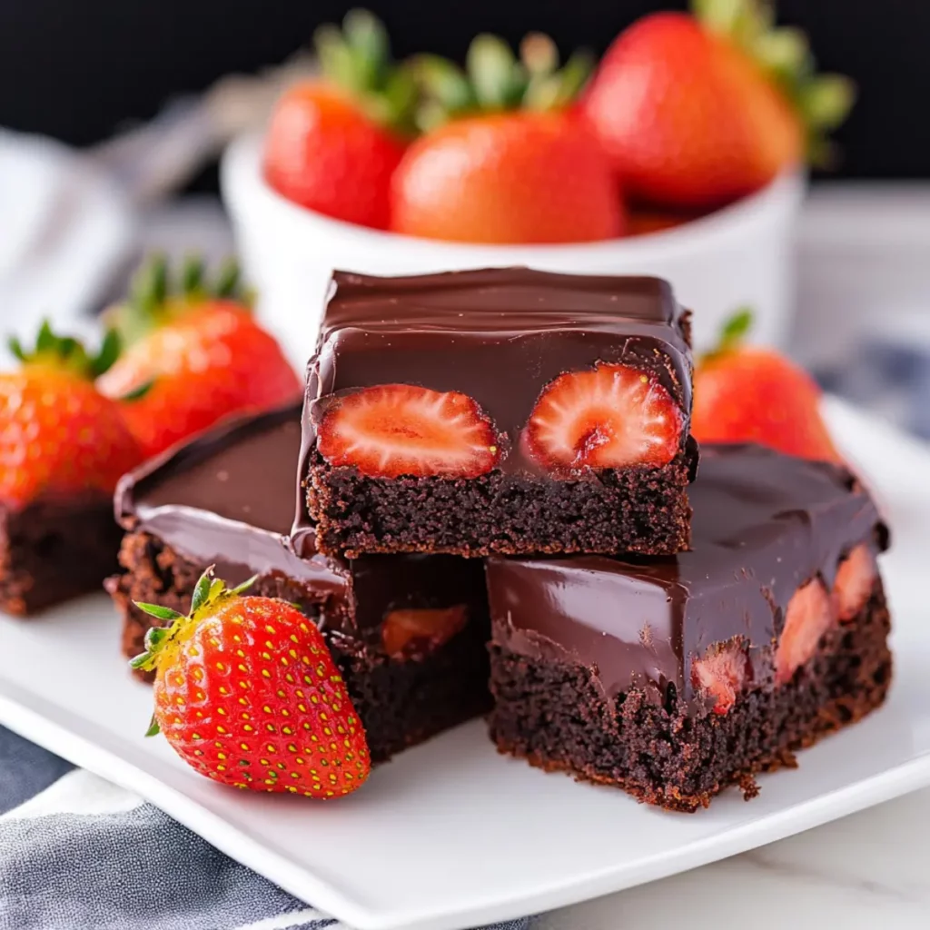 Chocolate Covered Strawberry Brownies