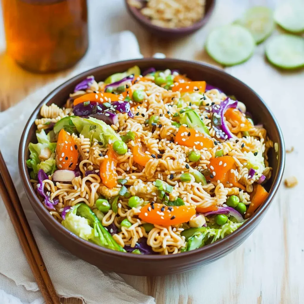 Oriental salad with crunchy ramen