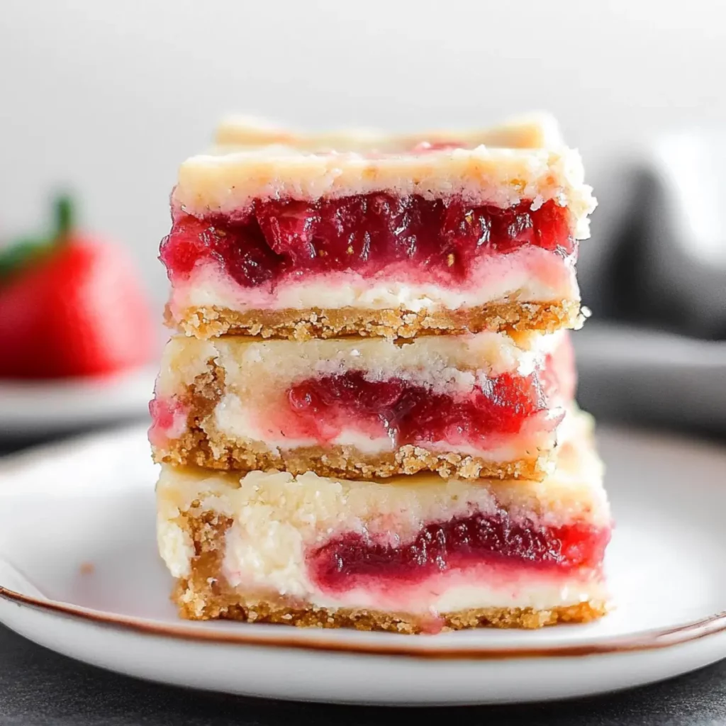 Strawberry Rhubarb Cheesecake Bars