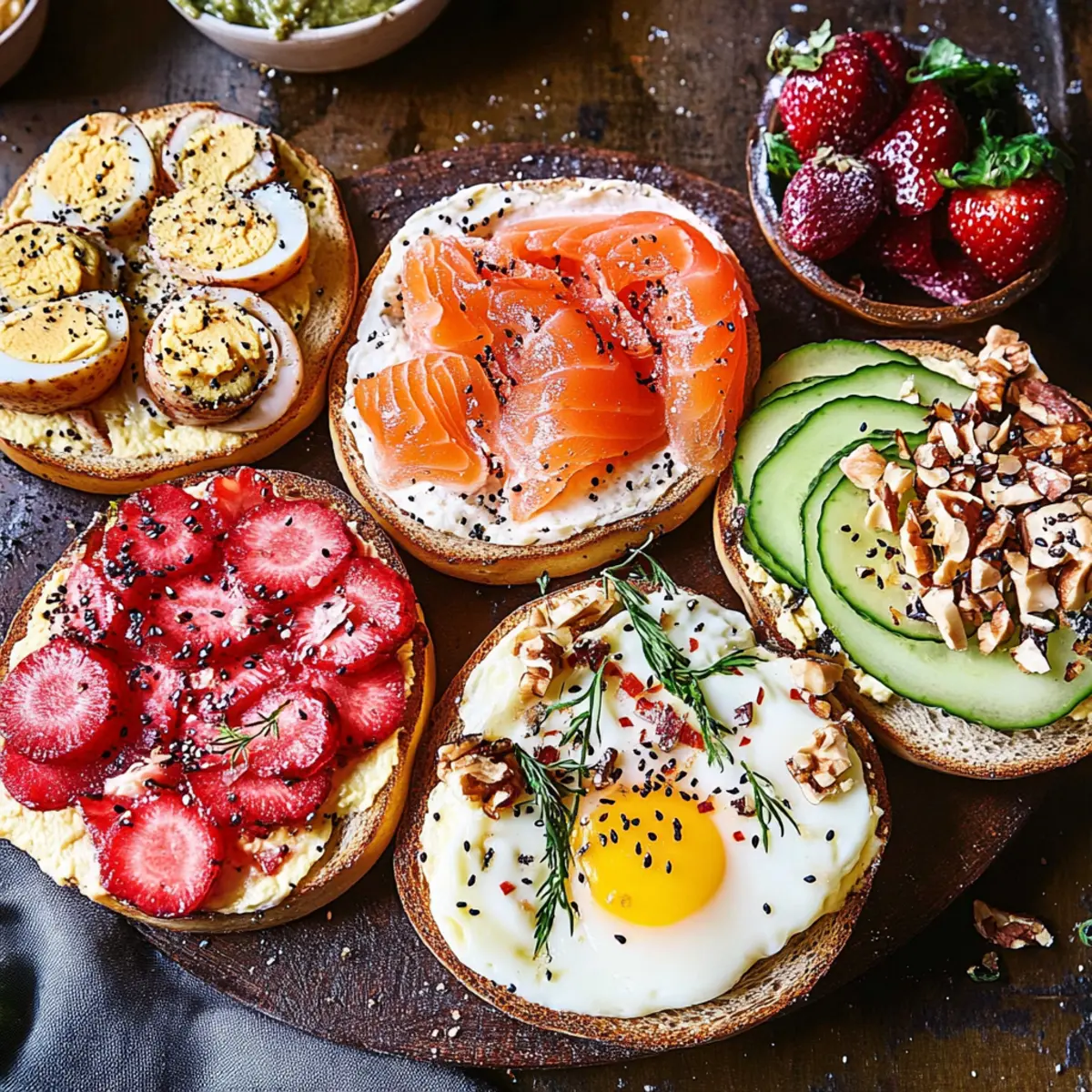 Ultimate Bagel Bar Brunch with Eggs, Salmon & Crunchy Seeds