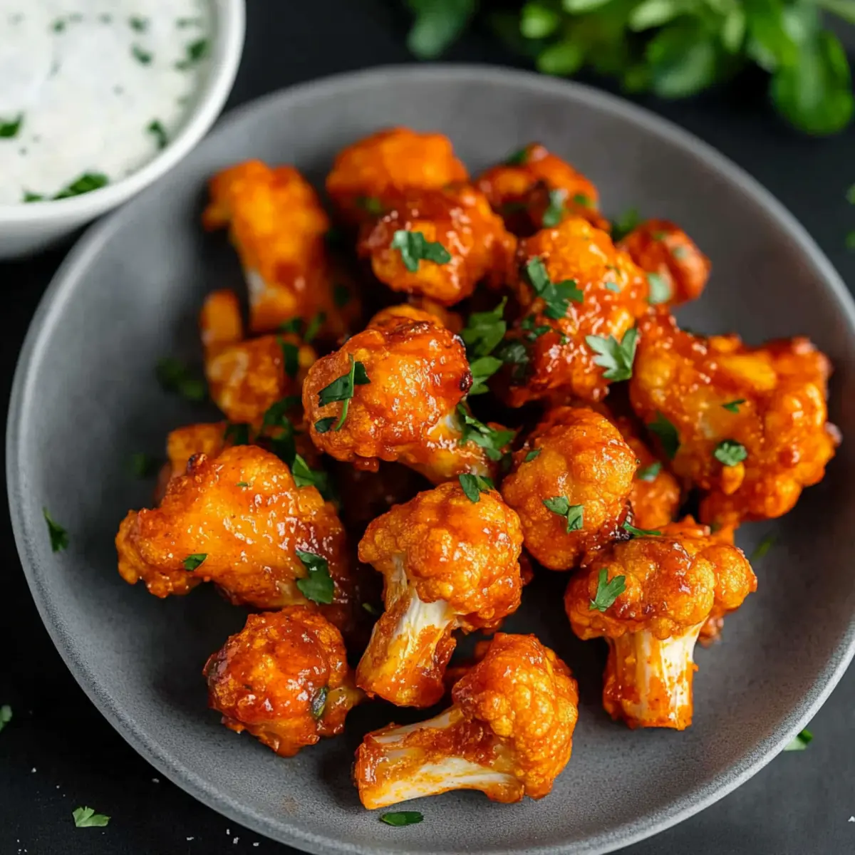 Crispy Air Fryer Cauliflower Wings with Homemade Ranch Dressing