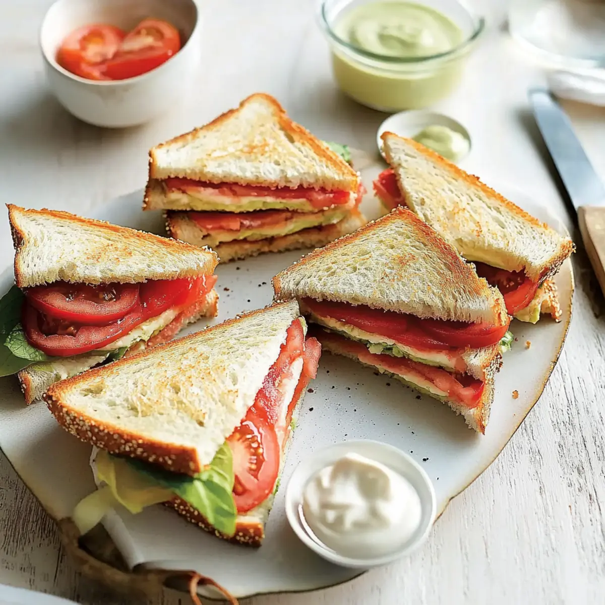 Delicious Tomato Tea Sandwiches with Cream Cheese and Onions