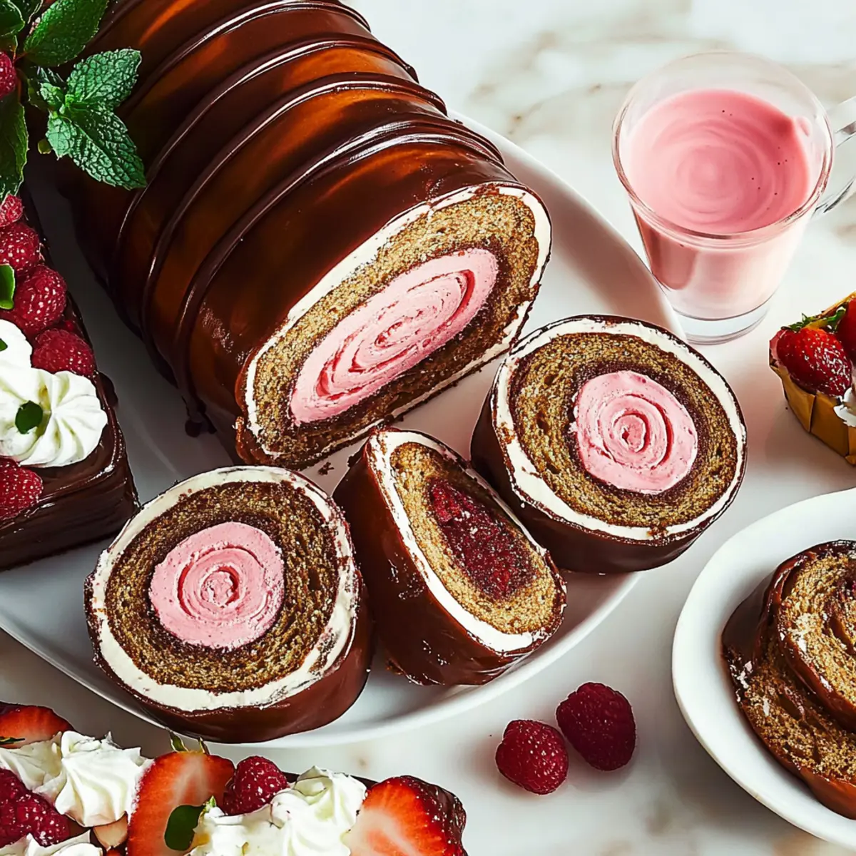 Festive Valentine Brunch Inspiration: Decadent Strawberry Roll Cake