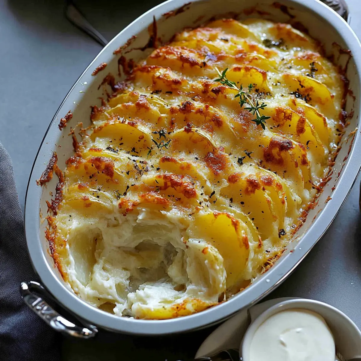 Creamy potato gratin with cheese