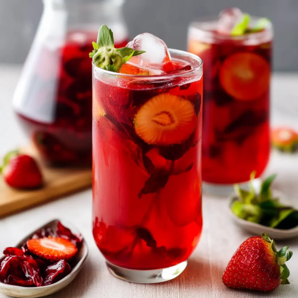 Strawberry Hibiscus Iced Tea