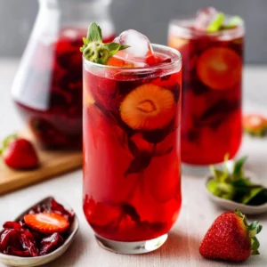 Strawberry Hibiscus Iced Tea