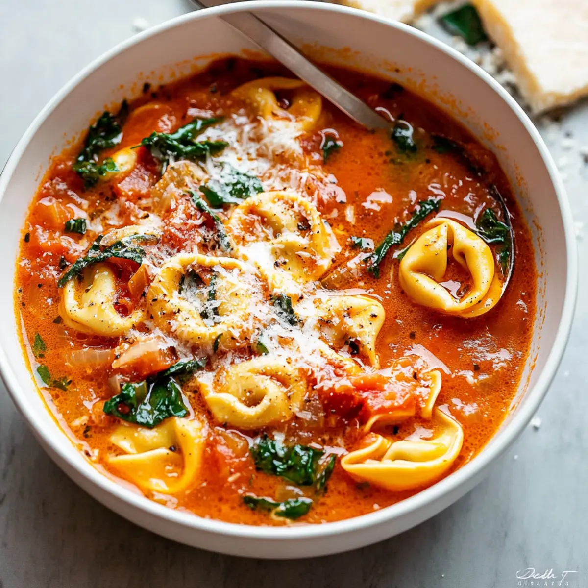 Parmesan Tomato Tortellini Soup