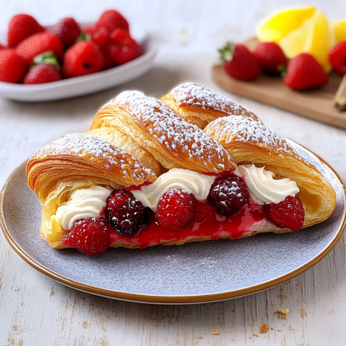 Delicious Berries and Cream Croissants with Strawberry Filling
