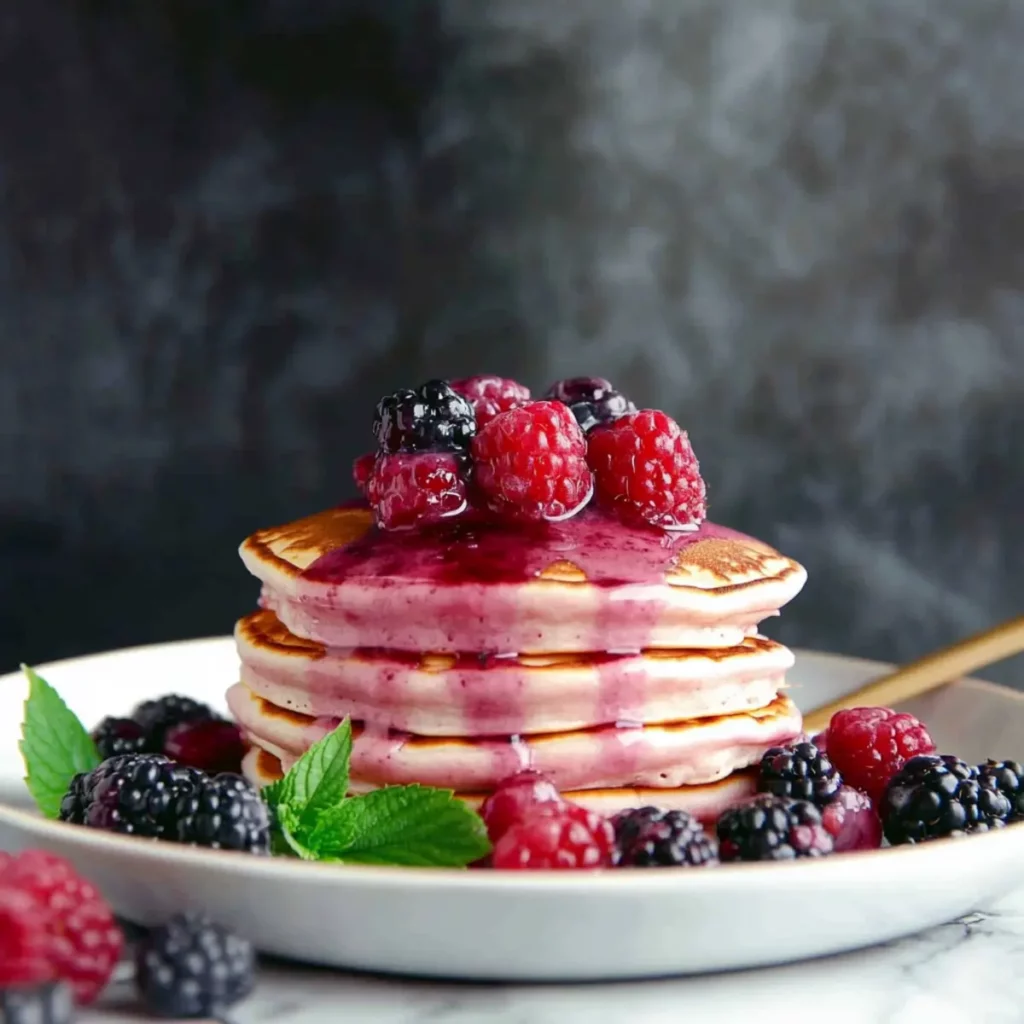 Pink Pancakes with Berry Syrup