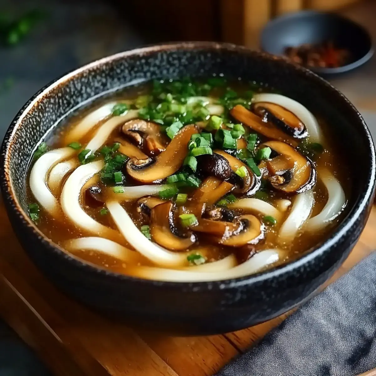 Delicious Miso Udon Noodle Soup with Teriyaki Mushrooms Recipe