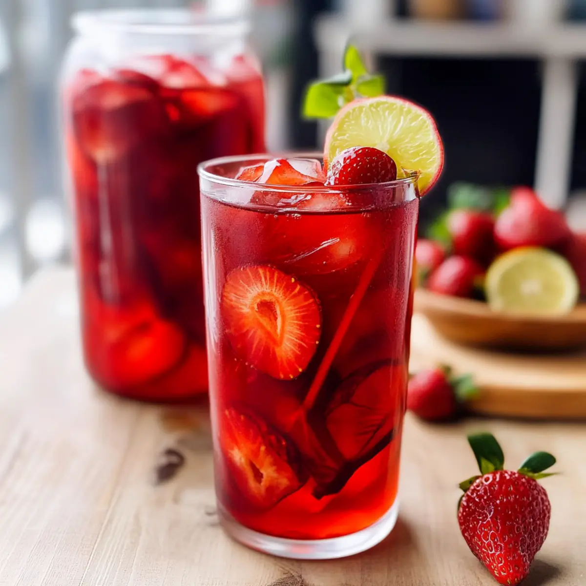 Strawberry Hibiscus Iced Tea