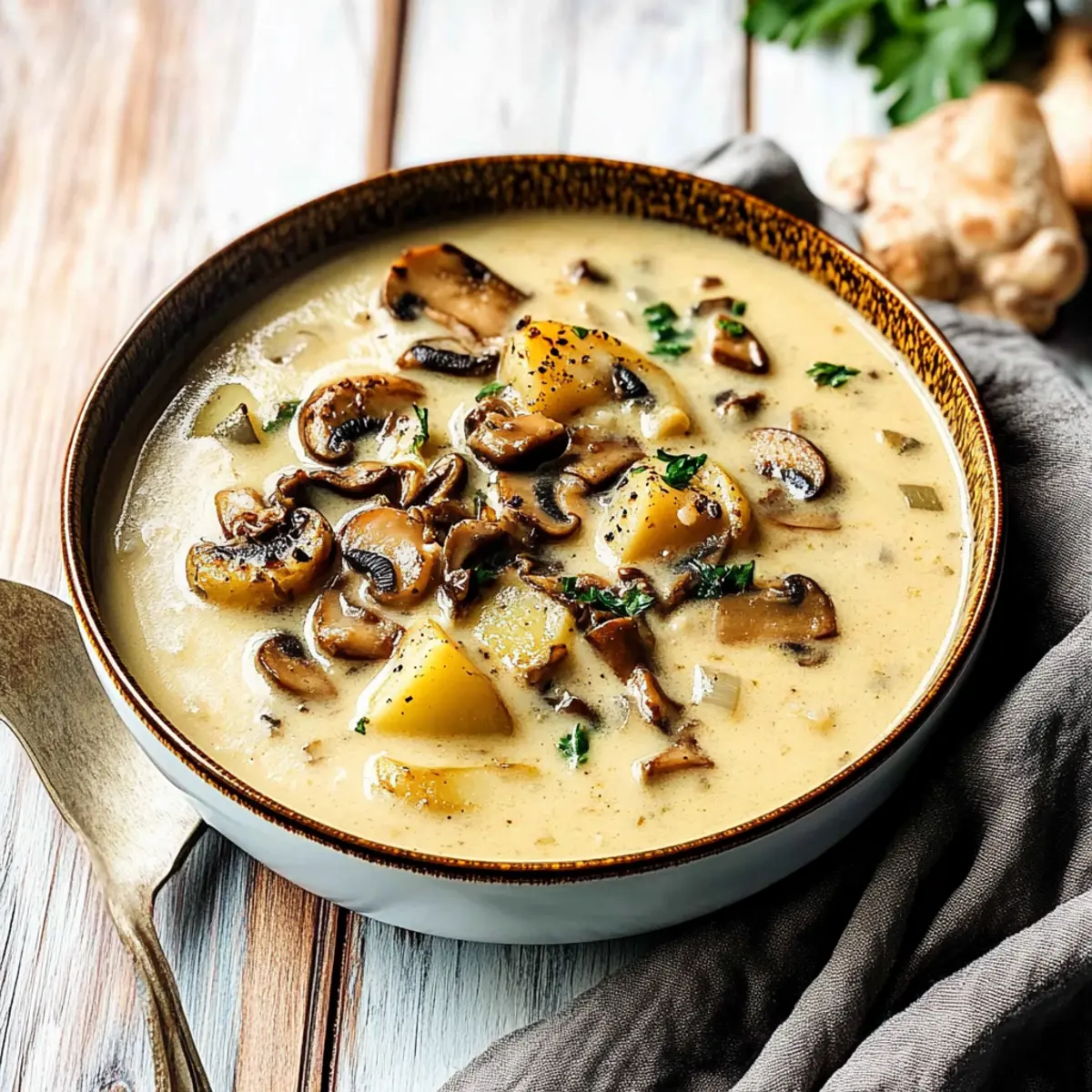 Creamy and Savory Potato Soup with Shiitake Mushrooms Recipe