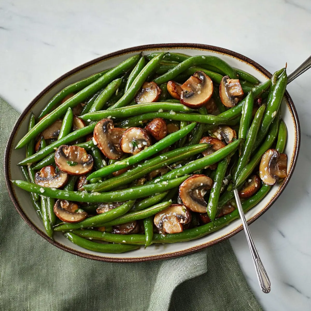 Delicious Garlic Butter Green Beans with Mushrooms Recipe