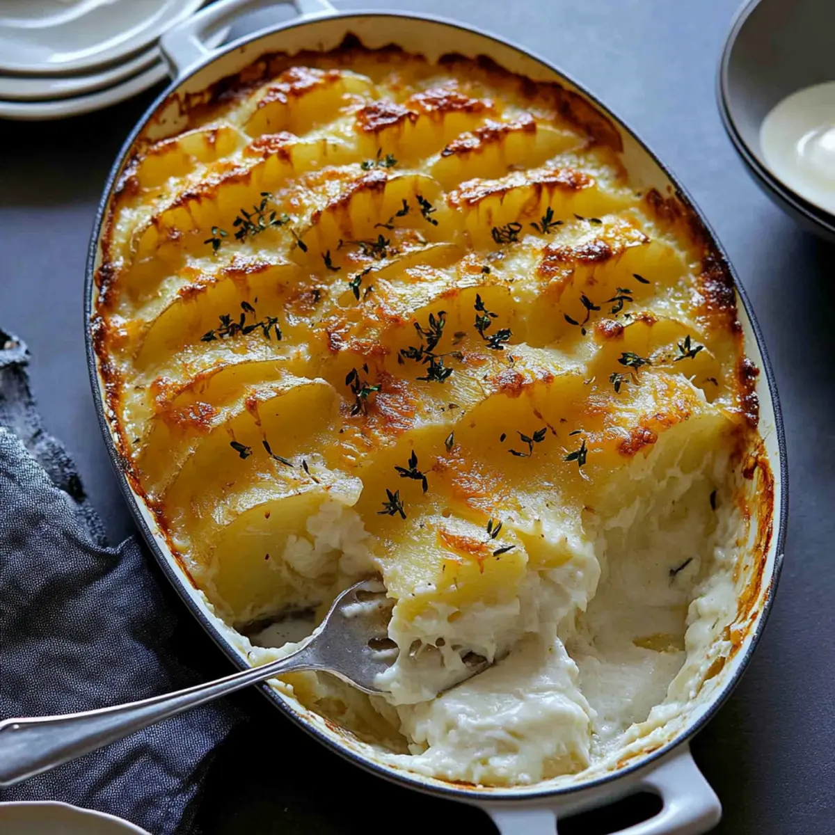 Creamy potato gratin with cheese