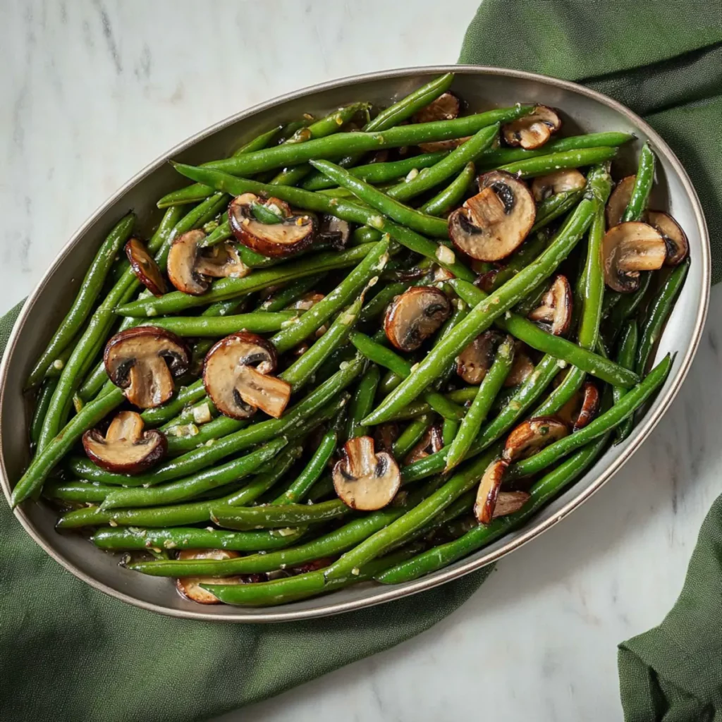 Garlic Butter Green Beans with Mushrooms