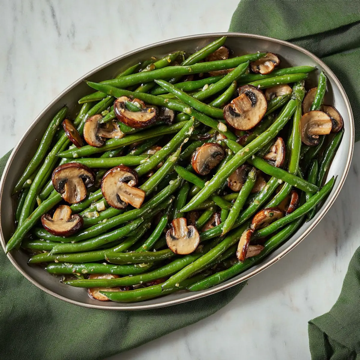 Garlic Butter Green Beans with Mushrooms
