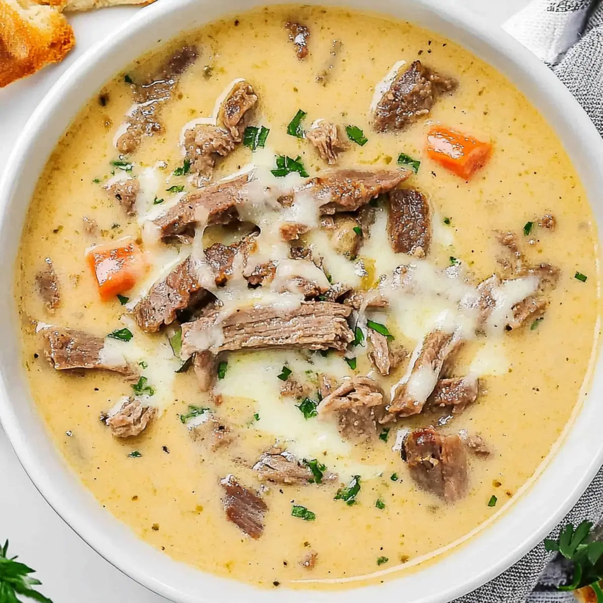 Creamy Philly Cheesesteak Soup