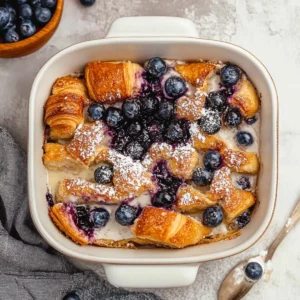 Blueberry Croissant French Toast Bake