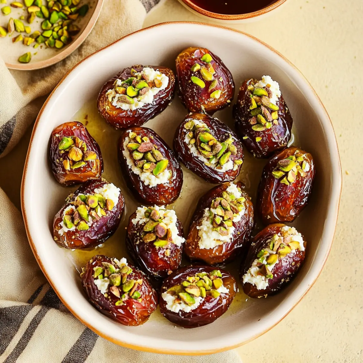 Honey Pistachio Ricotta Stuffed Dates