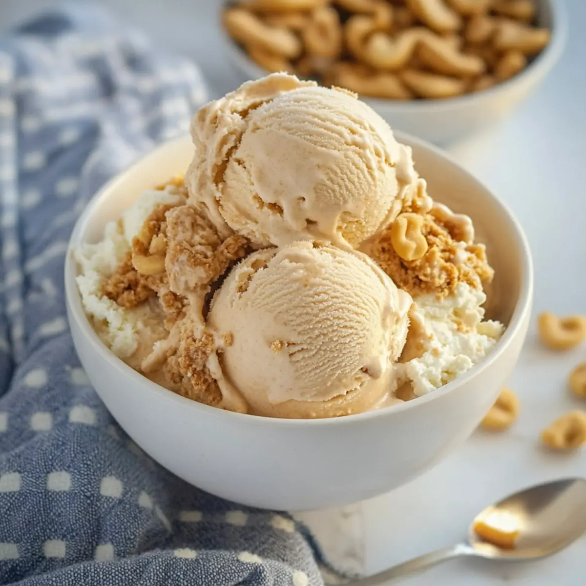 Peanut butter ice cream with cottage cheese