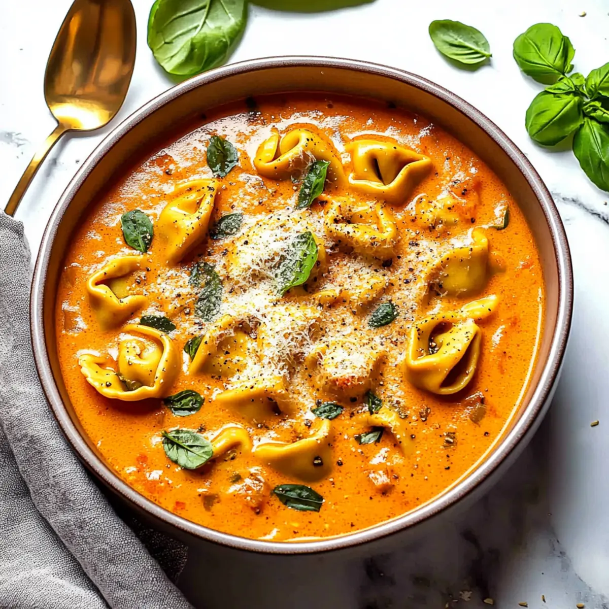 Parmesan Tomato Tortellini Soup