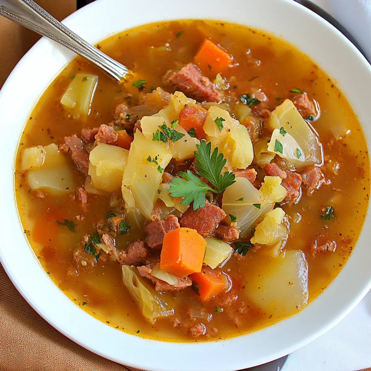 Corned Beef & Cabbage Rustic Soup