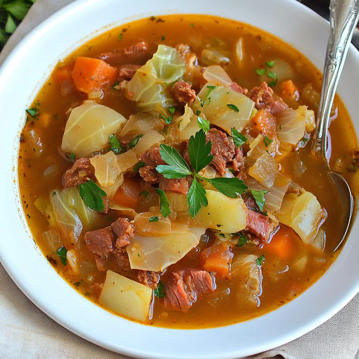 Corned Beef & Cabbage Rustic Soup