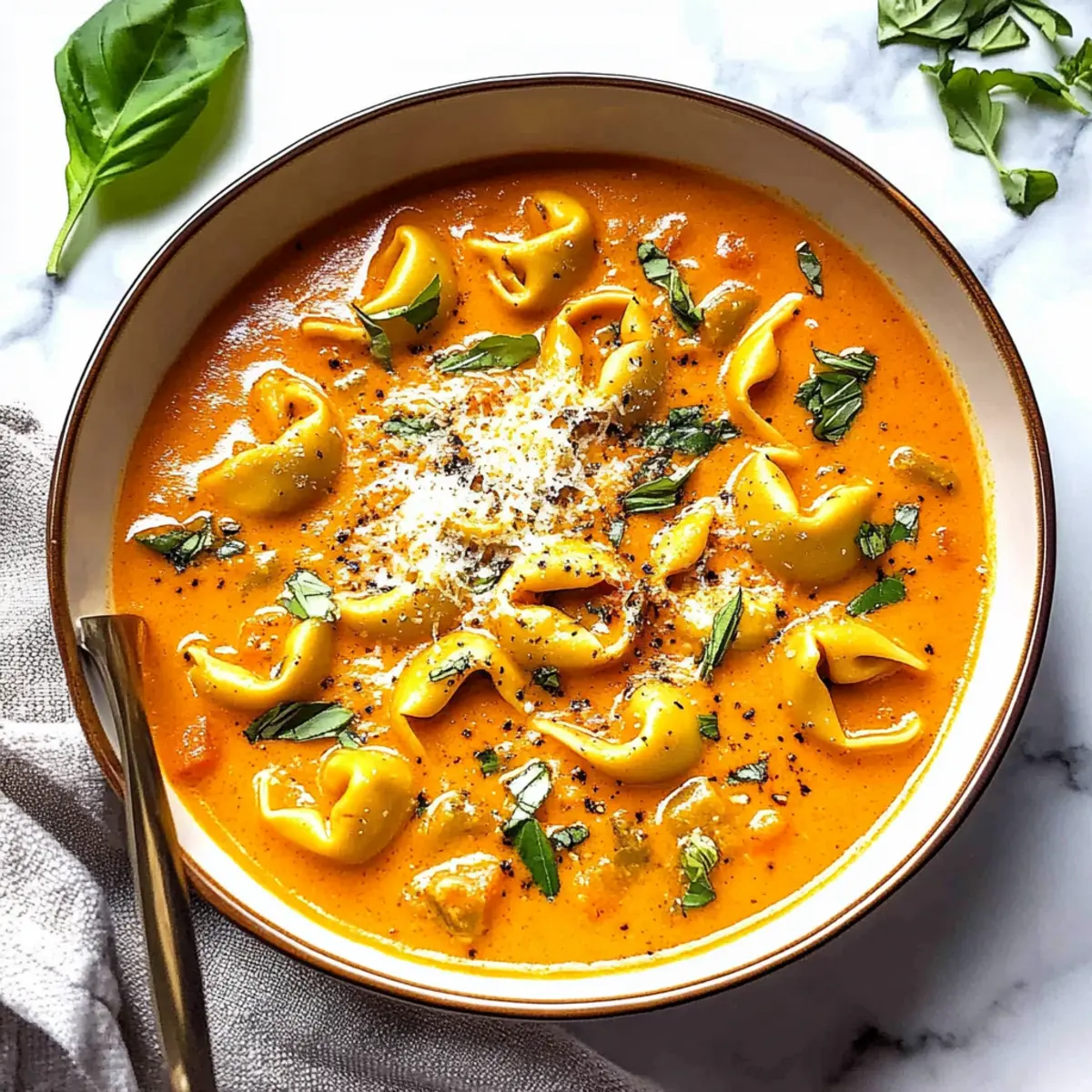 Parmesan Tomato Tortellini Soup