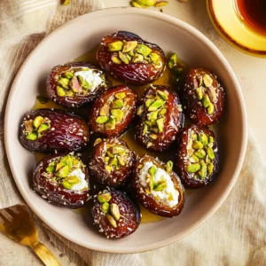 Honey Pistachio Ricotta Stuffed Dates