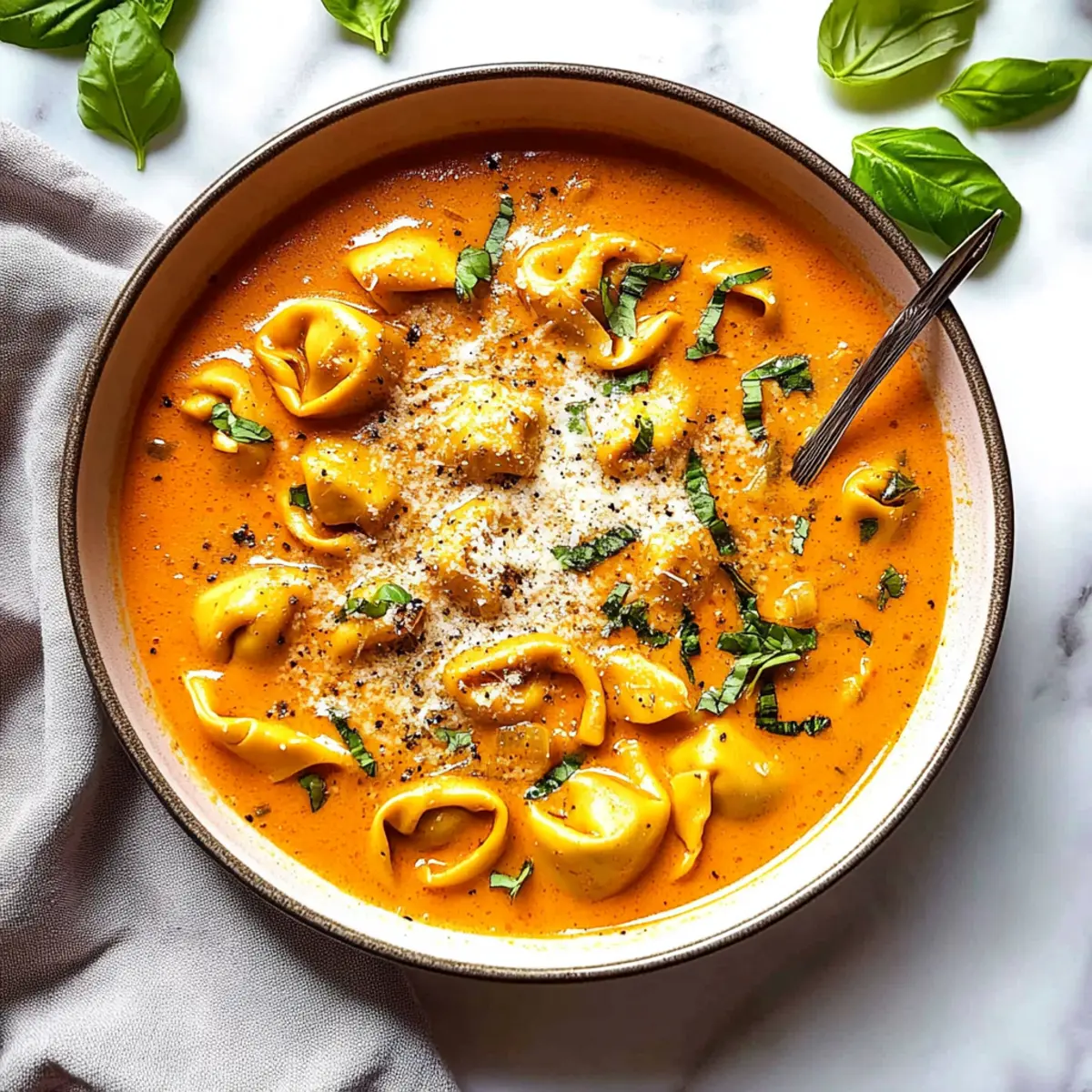 Parmesan Tomato Tortellini Soup