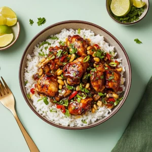 Sweet Chili Chicken Rice Bowls with Chicken Thighs